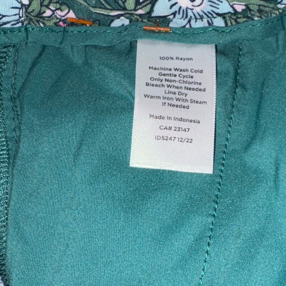 Talbots Teal and Pink Floral Wide Leg Pants - Picture 3 of 8